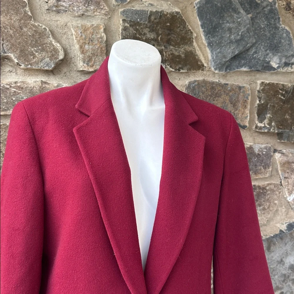 J. Crew Vintage Wool Cashmere Blend One Button Blazer Jacket in Deep Red Size 8